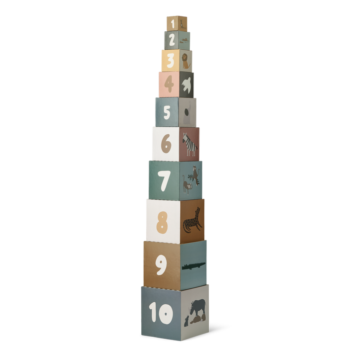 Infant numbered stacking boxes with safari theme