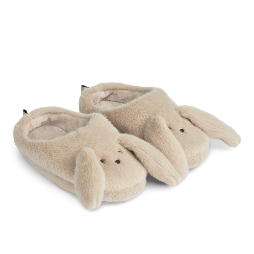 Fuzzy bunny slippers in beige 
