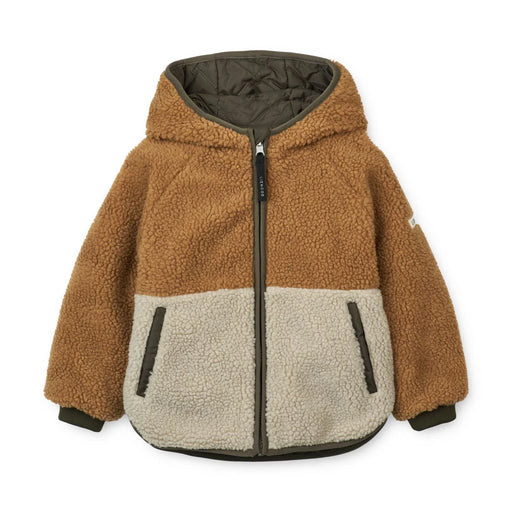 Cozy hooded thermo jacket for kids, featuring a reversible design and ecological water-repellent coating