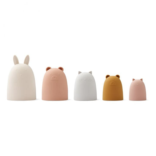 Liewood anneli silicone toy lined up smallest to largest